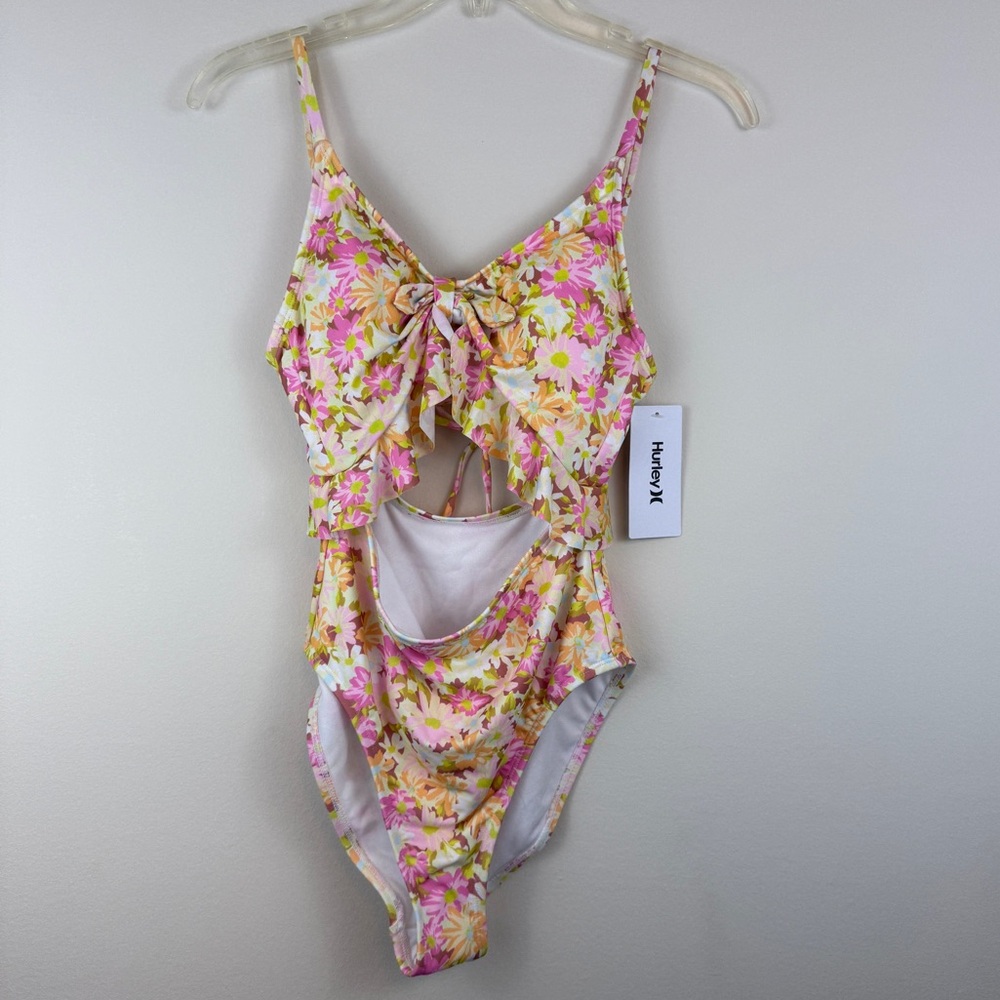 Hurley floral cutout one-piece swimsuit